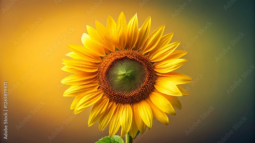 Obraz premium Minimalist Sunflower Blossom: Single Stem, Yellow Petals, Natural Light