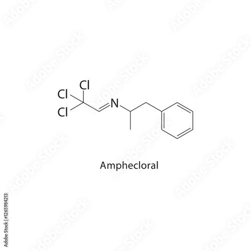 Amphecloral skeletal structure.Hypnotic drug compound schematic illustration. Simple diagram, chemical formula.