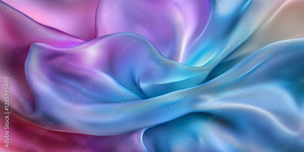 Obraz premium Detailed shot of sheer, silky organza fabric with a muted shimmer, emphasizing its delicate, translucent texture and soft iridescence.