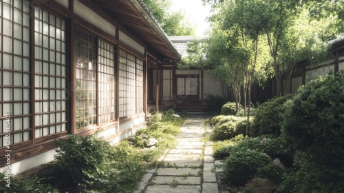 Japanese Courtyard Tranquility photo