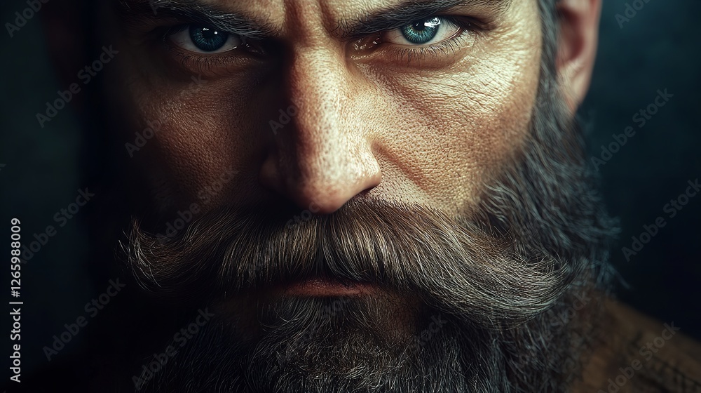 Obraz premium Curly Stylish Beard with Mustache – Cut Out 8K Realistic Lighting