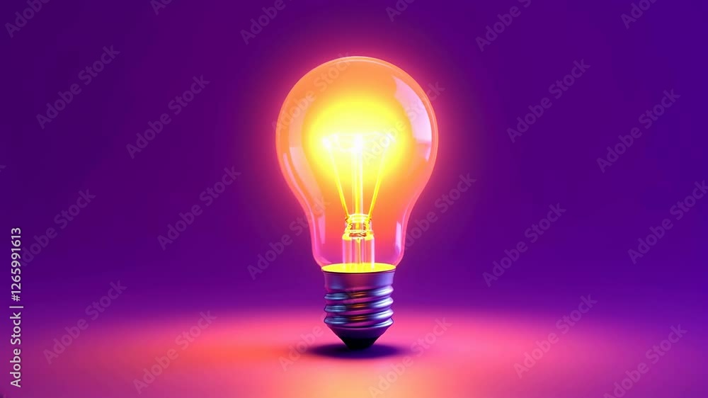 Glowing light bulb on purple background with copy space. Symbol of new smart idea. Shining vintage lightbulb with warm filament. Slow motion video for inspiration, innovation, solution, creativity Glowing light bulb on purple background with copy space. Symbol of new smart idea. Shining vintage lightbulb with warm filament. Slow motion video for inspiration, innovation, solution, creativity