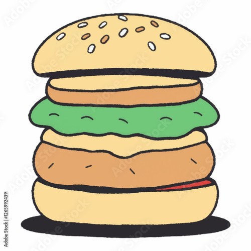 Illustration Burger Isolated Background Fast Food Icon