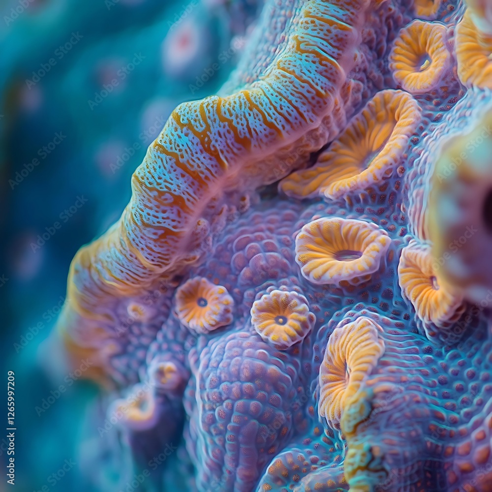 Obraz premium Vibrant Coral Reef Structure with Intricate Patterns and Textures