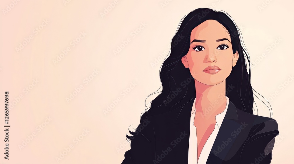 Businesswoman Vector Portrait Illustration In A Modern Style. Empowered And Confident Woman In Business Attire. Businesswoman Vector Portrait Illustration In A Modern Style. Empowered And Confident Woman In Business Attire.