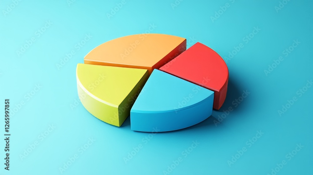 Obraz premium Colorful Pie Chart For Business Data Visualization On Blue Background. Market Analysis Concept.