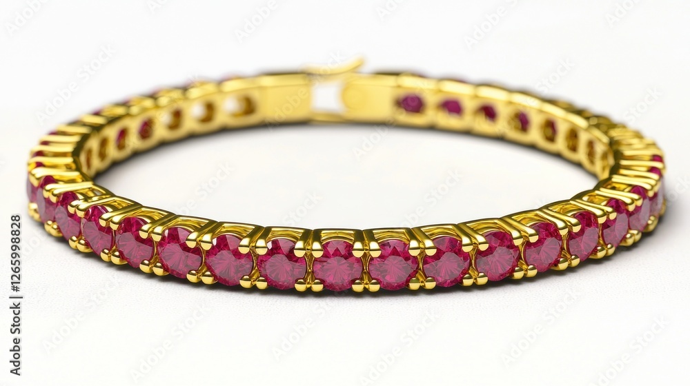Gold bracelet with ruby gemstones, studio shot Gold bracelet with ruby gemstones, studio shot