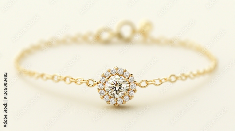 Delicate diamond bracelet, elegant gold chain, studio shot, soft white background Delicate diamond bracelet, elegant gold chain, studio shot, soft white background