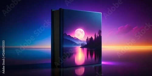 Night Book Cover Design: Gradient Bright Line, Mystery Novel photo