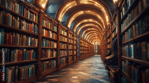 Wallpaper Mural Exploring ancient wisdom a journey through an enchanted library historic location photography dimly lit ambiance perspective of discovery Torontodigital.ca