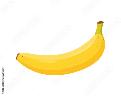 Yellow banana icon. Whole fresh Banana fruit. Organic tropical banana for juice, smoothie or healthy food. Vector illustration isolated on white background.