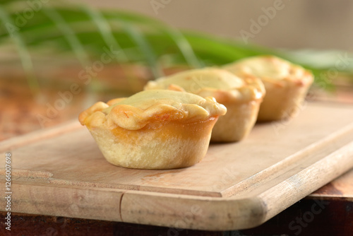 pie, little pie from Goiás, baked chicken pie, typical Brazilian food photo