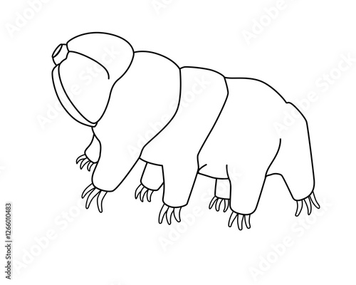 Tardigrades - vector linear picture for coloring with a microscopic animal. Tardigrades or small water bears are very small invertebrates. Eutardigrada. Outline. Hand drawing.	