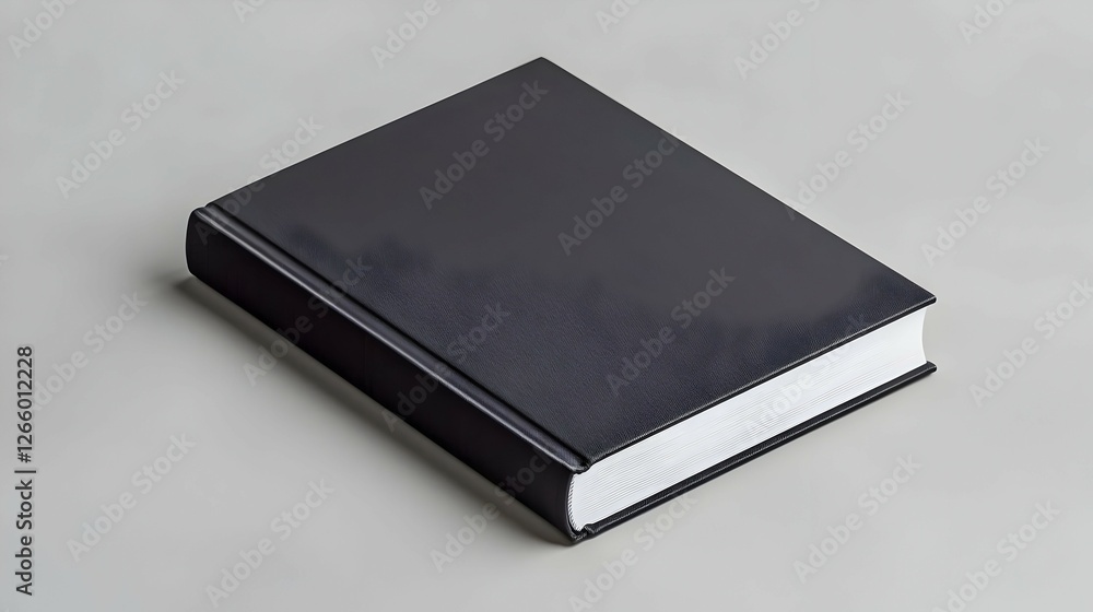 Dark Grey Hardcover Book on Grey Background Dark Grey Hardcover Book on Grey Background
