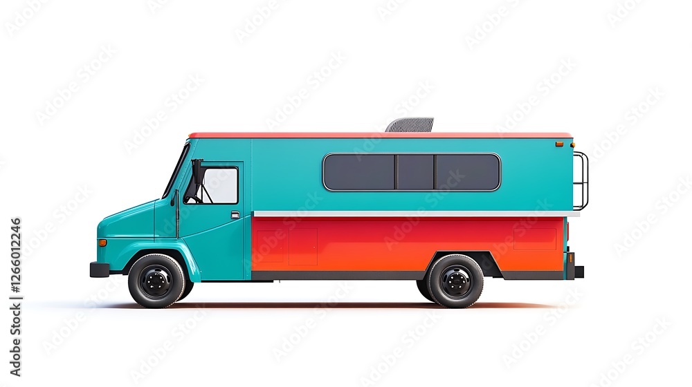 Modern teal red food truck branding concept pictures