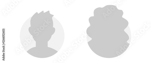 Vector flat illustration. Icons of man and woman. Avatar, user profile, person icon, profile picture. Suitable for social media profiles, icons, screensavers and as a template. Business concept.