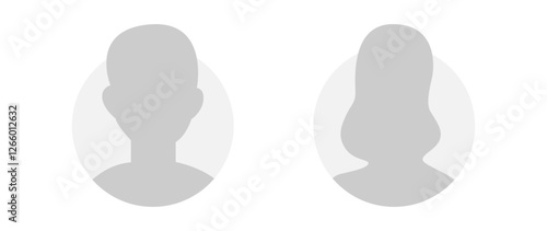 Vector flat illustration. Icons of man and woman. Avatar, user profile, person icon, profile picture. Suitable for social media profiles, icons, screensavers and as a template. Business concept.