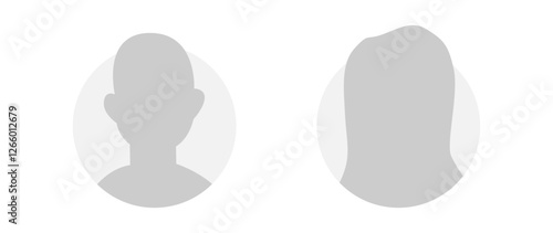 Vector flat illustration. Icons of man and woman. Avatar, user profile, person icon, profile picture. Suitable for social media profiles, icons, screensavers and as a template. Business concept.
