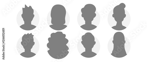 Vector flat illustration. Icons of man and woman. Avatar, user profile, person icon, profile picture. Suitable for social media profiles, icons, screensavers and as a template. Business concept.