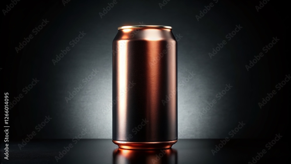 Panoramic Black Aluminum Can with Copper Accents - Premium Stock Photo Panoramic Black Aluminum Can with Copper Accents - Premium Stock Photo