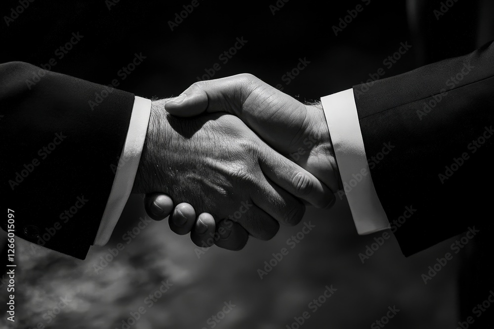 Close-Up Image of Two Hands Shaking in Monochrome Style Close-Up Image of Two Hands Shaking in Monochrome Style