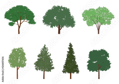 Vector set of trees for architectural projects