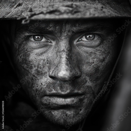 World War I soldiers sorrowful black and white portrait