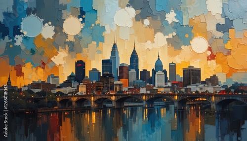 Nashville, Tennessee City Skyline abstract painting