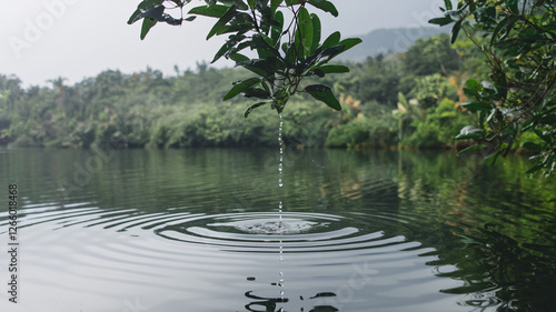 Crystal Clear Water Droplet Creating Ripples - World Water Day Concept