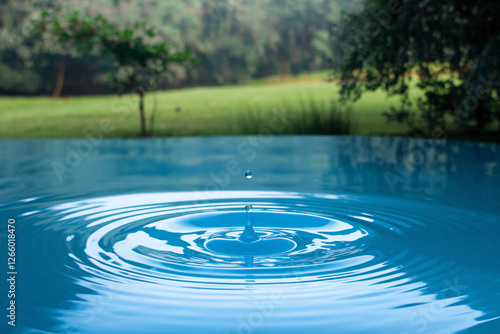 Crystal Clear Water Droplet Creating Ripples - World Water Day Concept