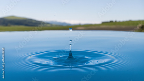Crystal Clear Water Droplet Creating Ripples - World Water Day Concept