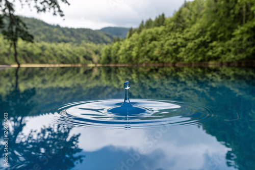 Crystal Clear Water Droplet Creating Ripples - World Water Day Concept