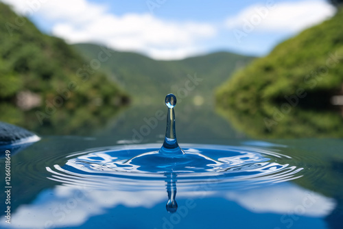 Crystal Clear Water Droplet Creating Ripples - World Water Day Concept