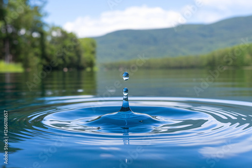 Crystal Clear Water Droplet Creating Ripples - World Water Day Concept
