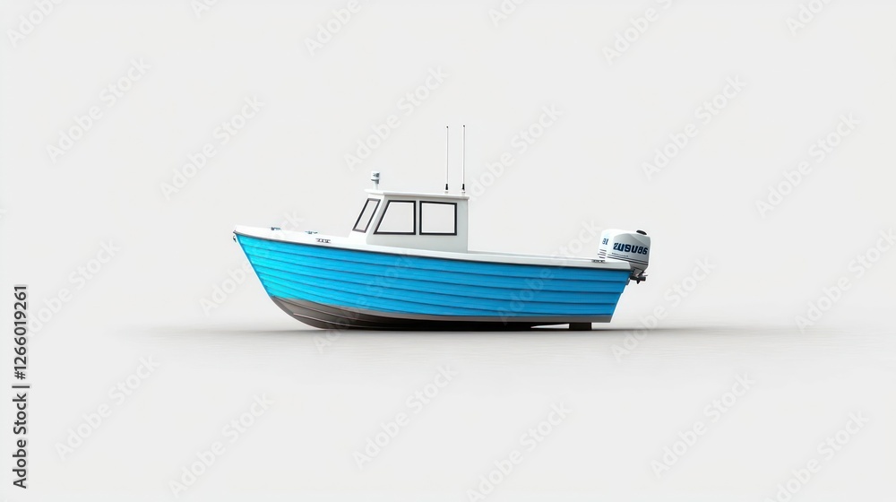 Naklejka premium Blue And White Pixel Art Boat On White Background