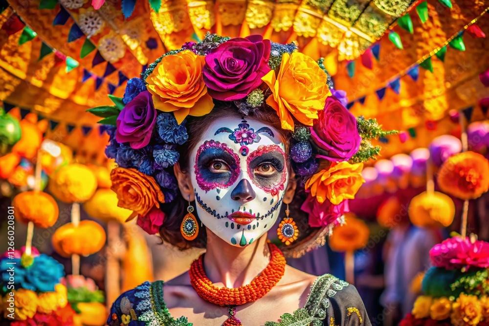 Panoramic Sugar Skull Catrina Day of the Dead Festive Celebration Panoramic Sugar Skull Catrina Day of the Dead Festive Celebration