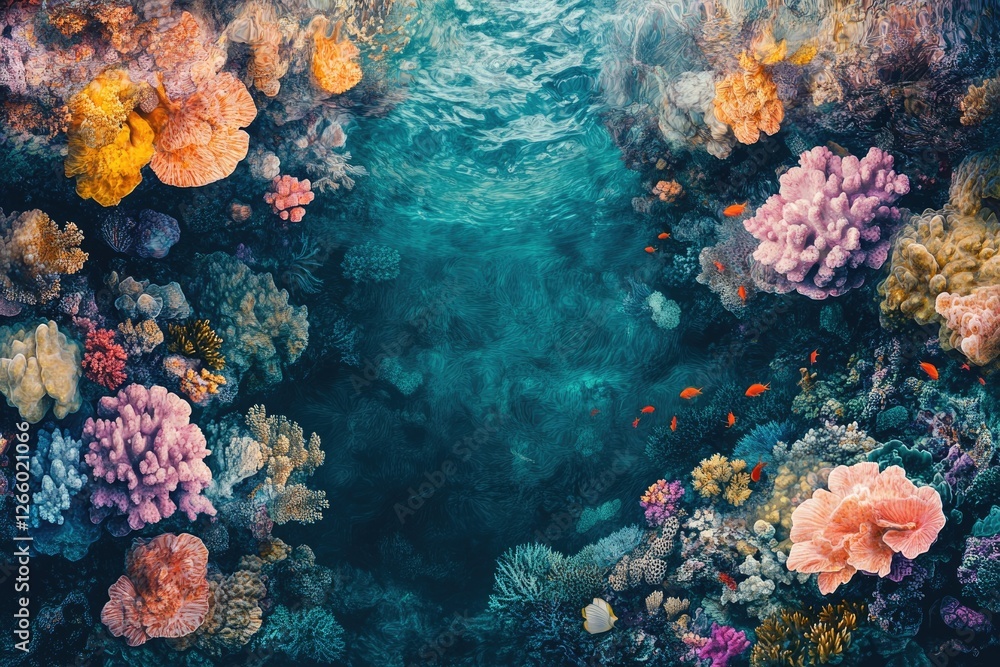 Vibrant coral reef teeming with life, showcasing diverse species in a crystal-clear ocean. Vibrant coral reef teeming with life, showcasing diverse species in a crystal-clear ocean.