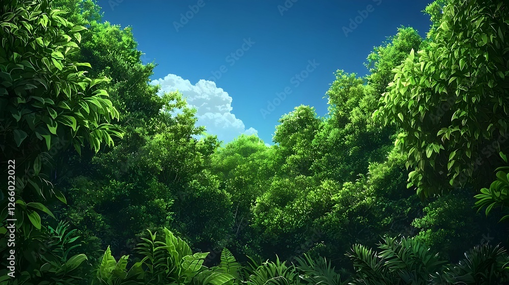 Obraz premium Lush Green Forest Canopy Under a Bright Sunny Sky