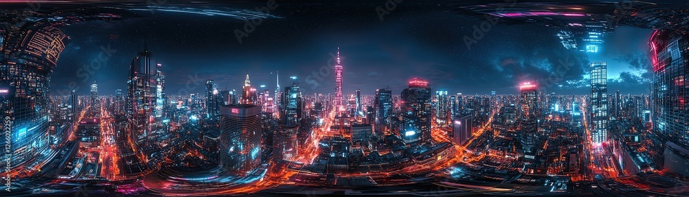 custom made wallpaper toronto digitalNighttime cityscape tokyo urban landscape neon lights aerial view futuristic concept