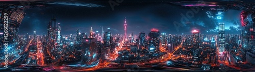 Wallpaper Mural Nighttime cityscape tokyo urban landscape neon lights aerial view futuristic concept Torontodigital.ca