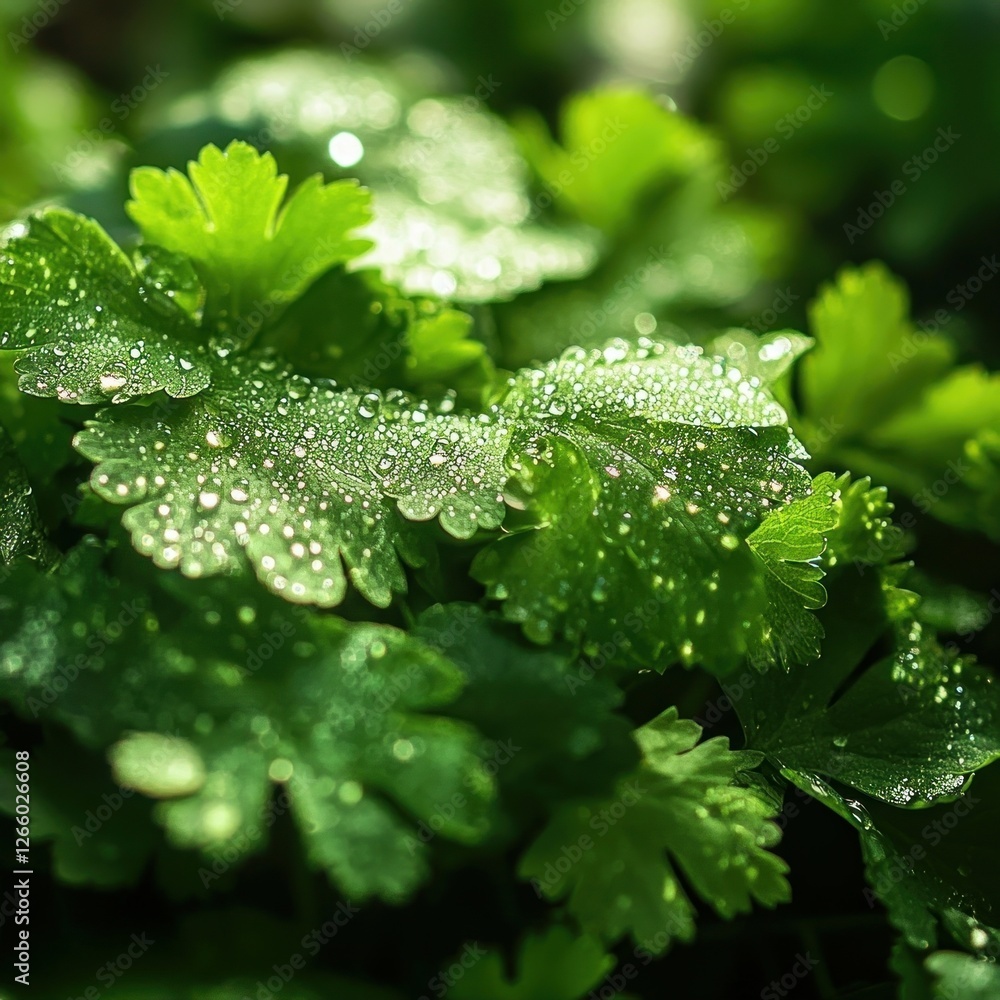 fresh green coriander leaves delicately sprinkled with morning dew fresh green coriander leaves delicately sprinkled with morning dew