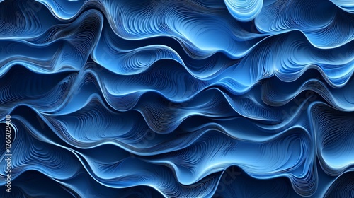 Blue Swirling Water Waves in Fluid Motion Illustration