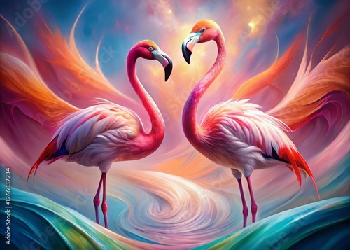 Pink Flamingos Abstract Art: Surreal Tropical Bird Photography