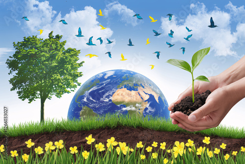 Earth Day Concept Art - Environmental Protection and Sustainability Illustration