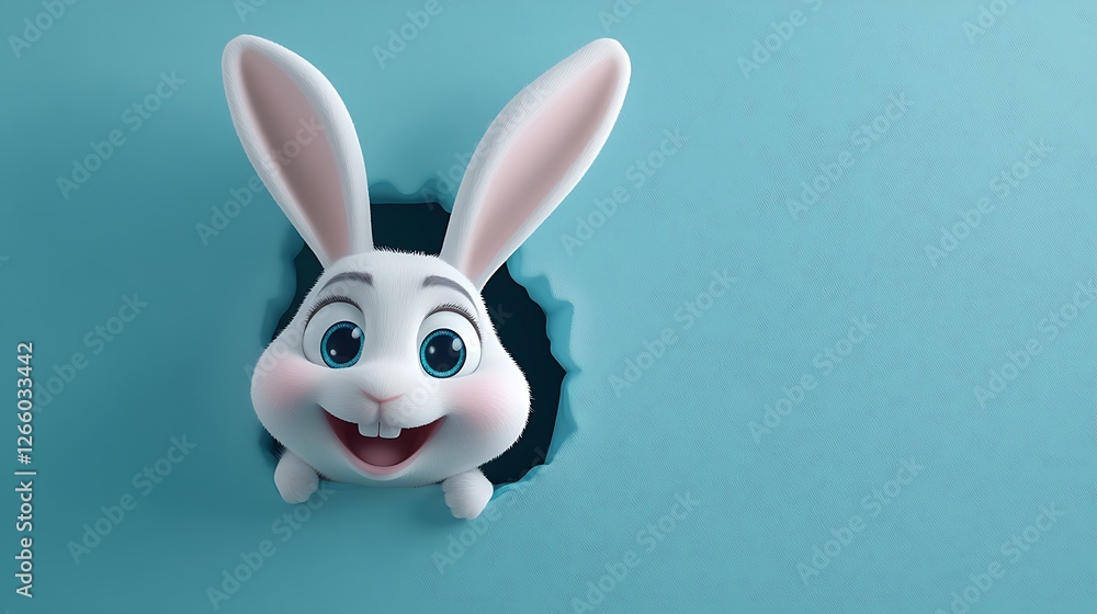 Fototapeta premium Playful furry rabbit staring with wide happy eyes pictures