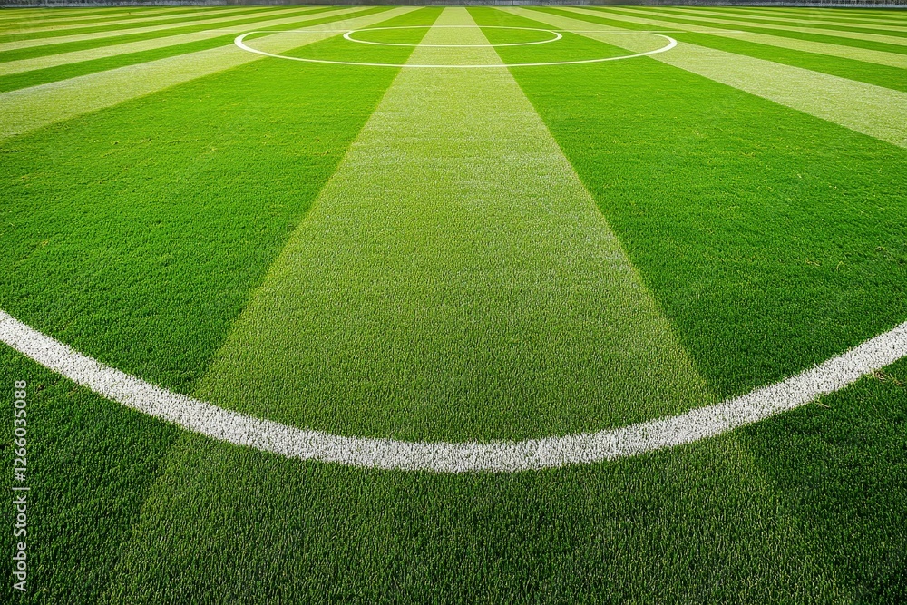 Obraz premium Green Grass Soccer Field with Lines for Play and Competition