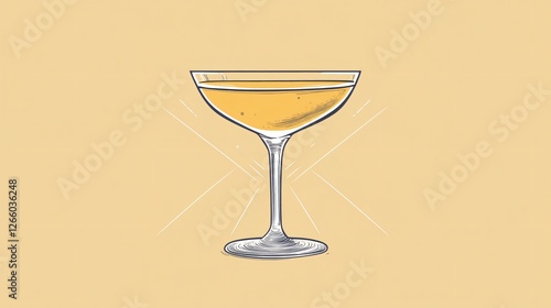 Linear Cocktail Glass Illustration Isolated