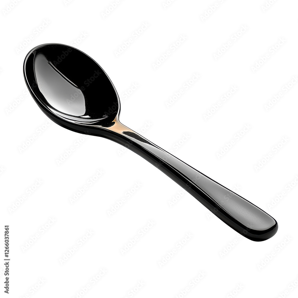 Isolated Minimalist Black Spoon with Clean Lines and Smooth Surface Isolated Minimalist Black Spoon with Clean Lines and Smooth Surface