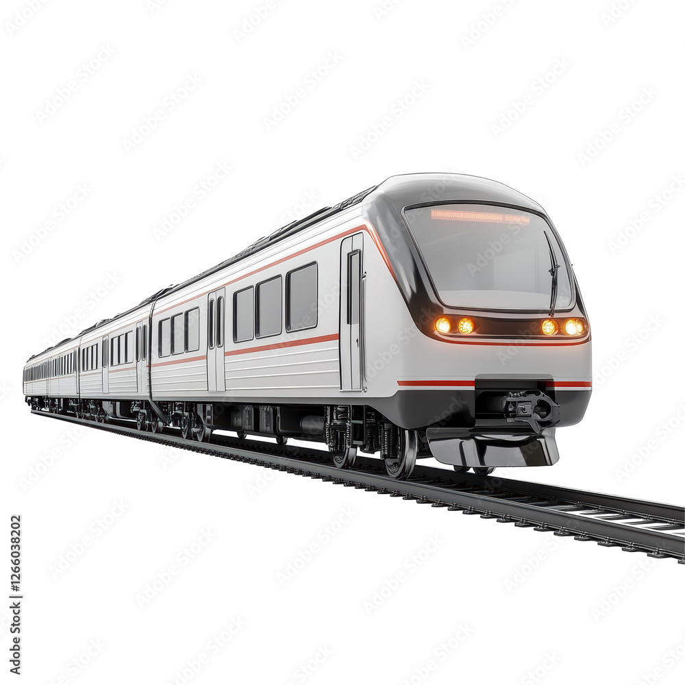 Naklejka premium Isolated Modern Electric Train on Railway Tracks