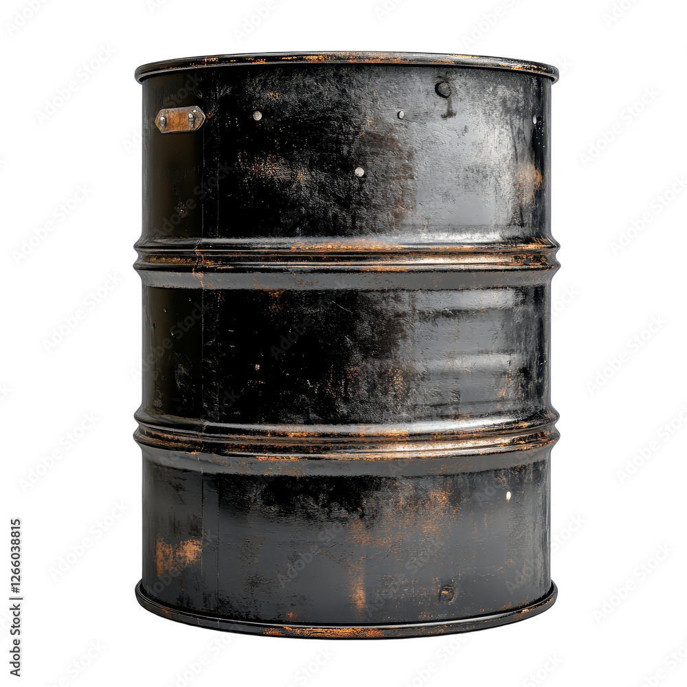 black oil drum isolated on white transparent background